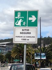 It will never find me in the park! - Actually, it's an artist's depiction of an earthquake, and the park is a safe place in the city.