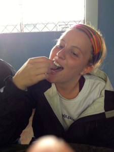 The daring Emma Kaplan, MSID Ecuador 2014, tosses one back - one worm that is - while studying in the Ecuadorian Amazon. 