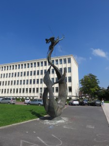 The statue on the main quad of the campus. It's a phoenix, as the university and the city of Caen have undergone several reincarnations over the last several hundred years. 